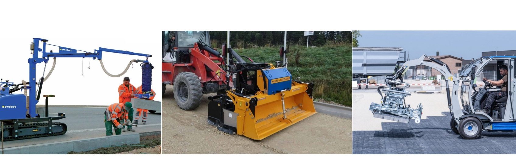 Paver laying and cerbs installation equipment made by probst
